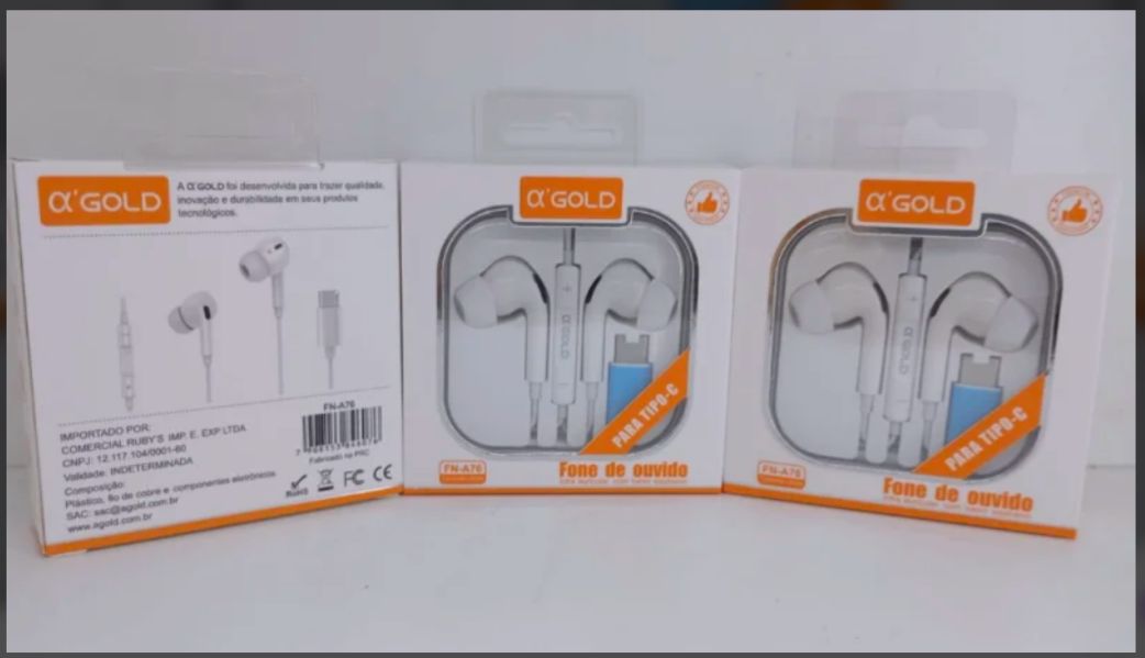 Fone de ouvido tipo c com borracha KAIDI