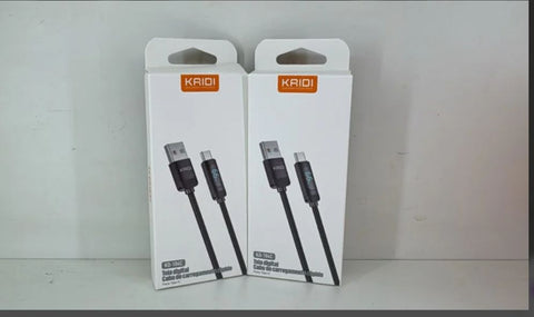 Cabo USB Tipo C KRIDI KD-104C, cabo de carregamento com tela digital