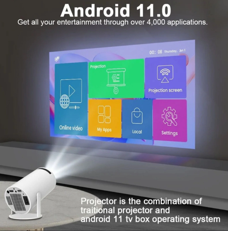 Smart Projector HY300 Pro Ultra HD Android LED