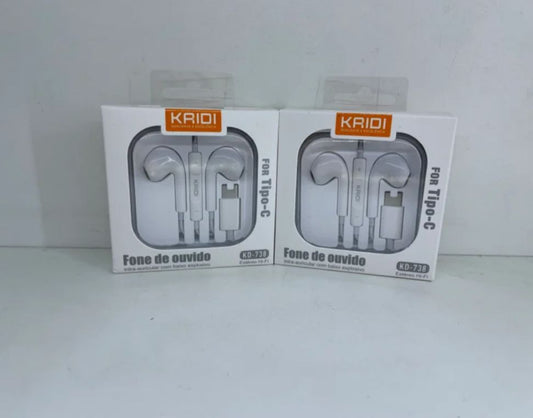 Fone de ouvido tipo c sem borracha KAIDI