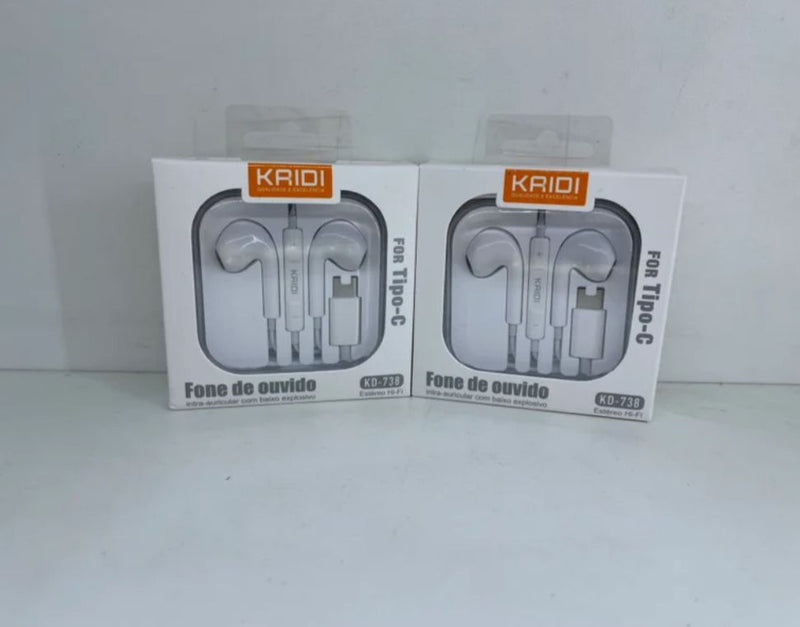 Fone de ouvido tipo c sem borracha KAIDI