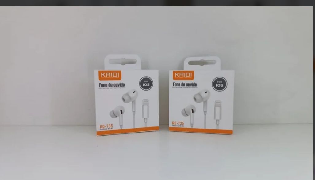Fone de ouvido IOS iPhone com borracha KAIDI