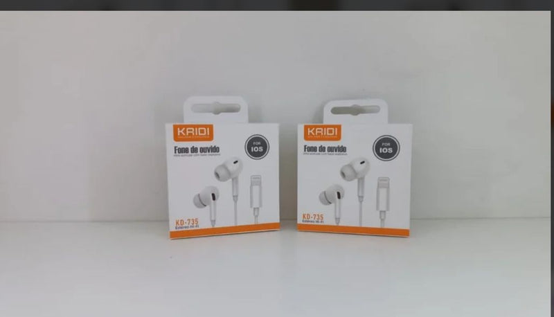 Fone de ouvido IOS iPhone com borracha KAIDI