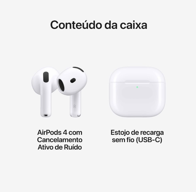 Fone de ouvido Apple AirPods (4ª geração) Com Cancelamento Ativo de Ruído