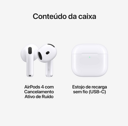 Fone de ouvido Apple AirPods (4ª geração) Com Cancelamento Ativo de Ruído