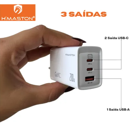 Carregador H’Maston GaN10 turbo de 210W,