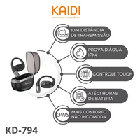 Fone de ouvido sem fio KAIDI KD-794 4