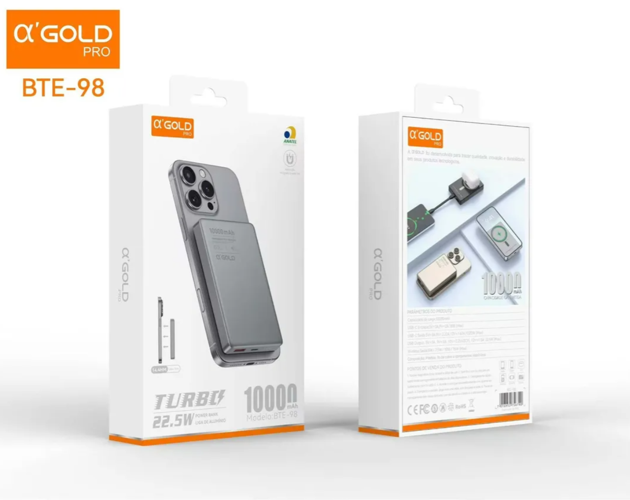 Carregador por indução A'GOLD Bte-98 10000mah