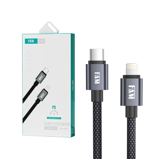 Cabos USB ultra rapido para iPhone tipo C / Lightning 1,2M